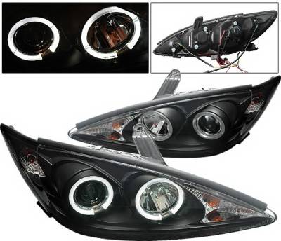 Toyota Camry 4 Car Option Halo Projector Headlights - Black - LP-TCA02BC-YD