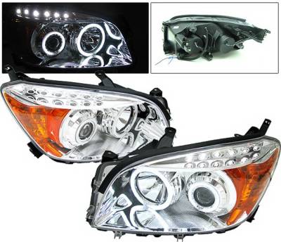 Toyota Rav 4 4 Car Option CCFL Halo Projector Headlights - Chrome - LP-TRAV406CB-KS