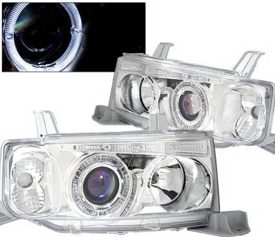 Scion xB 4 Car Option Dual Halo Projector Headlights with LED - Chrome - LP-TS02CBR-KS