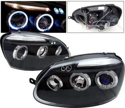 Volkswagen Golf 4 Car Option Halo Projector Headlights - Black - LP-VG05BB-5