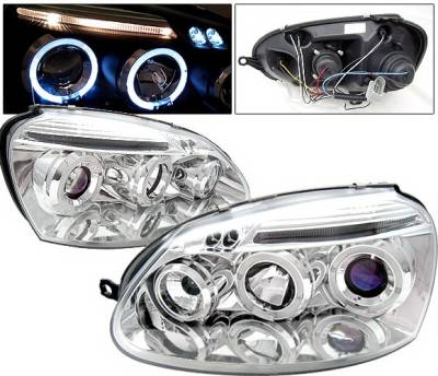 Volkswagen Golf 4 Car Option Halo Projector Headlights - Chrome - LP-VG05CB-5
