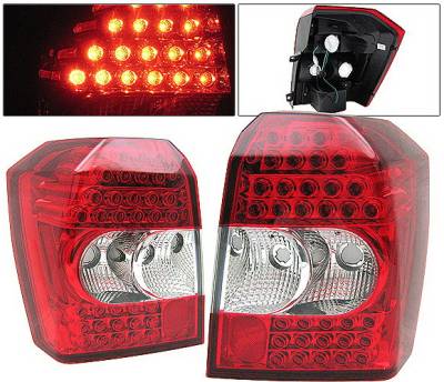 Dodge Caliber 4 Car Option LED Taillights - Red & Clear - LT-DCAB07LEDRC-KS
