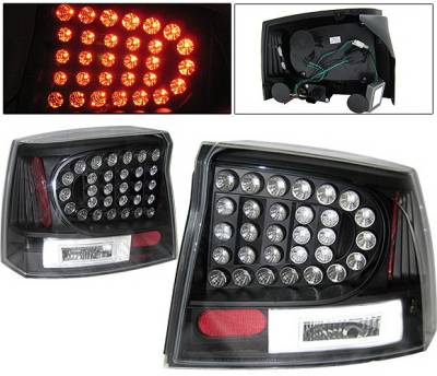 Dodge Charger 4 Car Option LED Taillights - Black - LT-DCHAR06LEDJB-KS