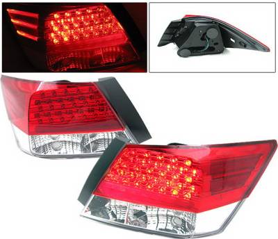 Honda Accord 4DR 4 Car Option LED Taillights - Red & Clear - LT-HA084LEDRC-KS
