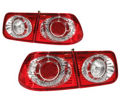 Honda Civic 2DR 4 Car Option Altezza Taillights - Jag Type - Red - LT-HC962J2-YD
