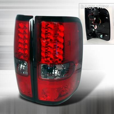 Ford F150 Custom Disco Red & Smoke LED Taillights - LT-F15004RGLED-YD