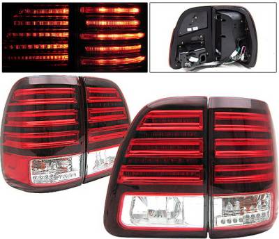 Toyota Land Cruiser 4 Car Option LED Taillights - Red & Clear - LT-TLC98LEDRC-KS