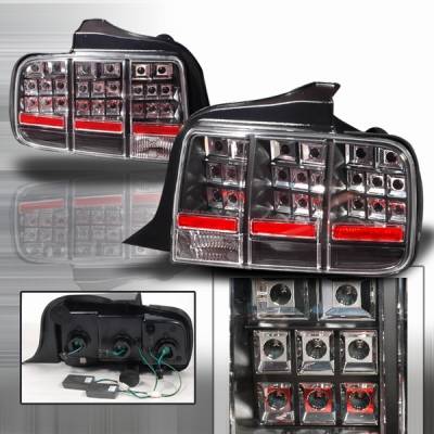 Ford Mustang Custom Disco Black LED Taillights - LT-MUS05JMLED-KS