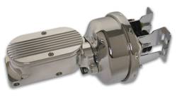 SSBC Billet Aluminum Dual Bowl Master Cylinder - Finned Cap and 7 Inch Chrome Booster - A28136CB-2