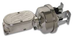 SSBC Billet Aluminum Dual Bowl Master Cylinder - Flamed Cap and 7 Inch Chrome Booster - A28136CB-3