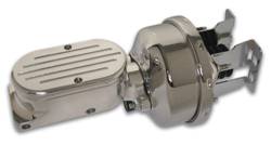 SSBC Billet Aluminum Dual Bowl Master Cylinder - Ball Milled Cap and 7 Inch Chrome Booster - A28136CB-4