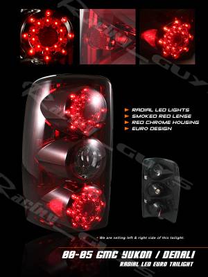 Red Chrome Housing Smoke LED Taillights