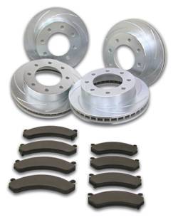 SSBC Turbo Slotted Rotors with Xtra Life Plating & Pads - Front & Rear - A2351028