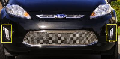 Ford Fiesta T-Rex Upper Class Polished Stainless Bumper Mesh Grille - Side Openings - 2PC - 11588