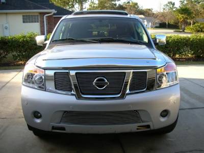 Nissan Armada T-Rex Billet Grille Overlay - Bolt On Insert with Logo Opening - 3PC - 21784