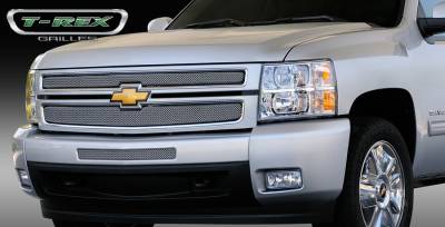 T-Rex - Chevrolet Silverado T-Rex Sport Series Formed Mesh Grille - Stainless Steel - Triple Chrome Plated - 2PC - 44110 - Image 1