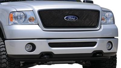 Ford F150 T-Rex Sport Series Formed Mesh Grille - All Black Powdercoat with Logo Opening - 46556