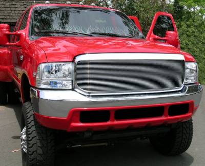 Ford Excursion T-Rex Grille Assembly - Aftermarket Chrome Shell with 1PC Flush Billet - 50574