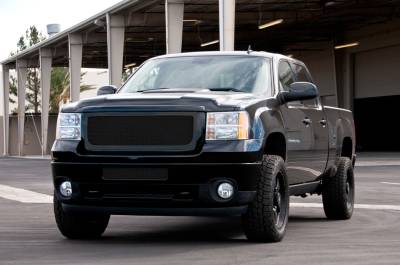 GMC Sierra T-Rex Upper Class Polished Stainless Mesh Grille - All Black - 51209