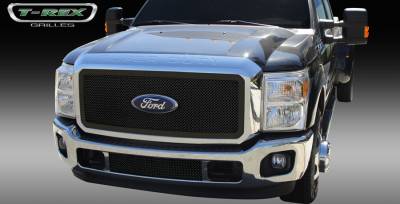 T-Rex - Ford Superduty T-Rex Upper Class Mesh Grille with Optional Logo Plate - All Black Powdercoat - 51546 - Image 1