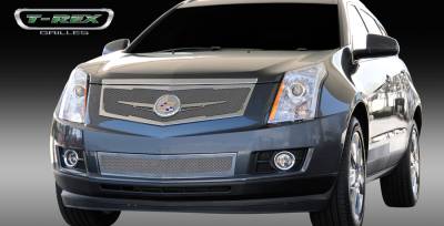 Cadillac SRX T-Rex Upper Class Mesh Grille - Replacement - Full Opening with Winged OE Logo Plate - Polished - 54186
