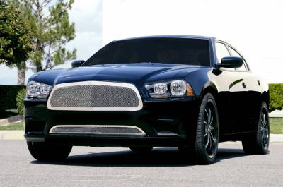 Dodge Charger T-Rex Upper Class Polished Stainless Mesh Grille - Full Opening with Formed Mesh Center - 54441