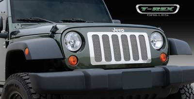 Jeep Wrangler T-Rex Upper Class Polished Stainless Mesh Grille - 6 Opening Design - With Formed Mesh - 1PC - 54482