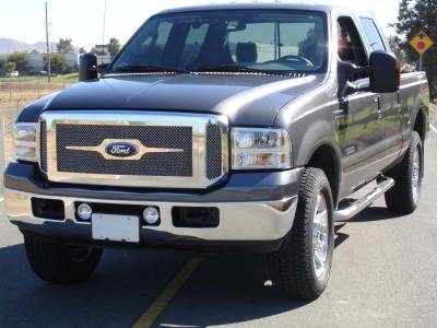 Ford Superduty T-Rex Upper Class Polished Stainless Mesh Grille with Optional Logo Plate - 54561