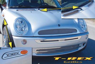 Mini Cooper T-Rex Upper Class Polished Stainless Mesh Grille Kit - 54990