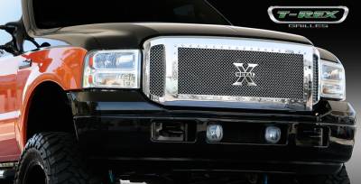 Ford Superduty T-Rex X-Metal Series Grille Assembly - Chrome Shell with Polished Stainles Steel X-Metal Grille Installed - 6705610