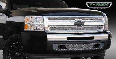 T-Rex - Chevrolet Silverado T-Rex X-Metal Series Studded Main Grille - Polished Stainless Steel - 2PC Style - 6711100 - Image 2