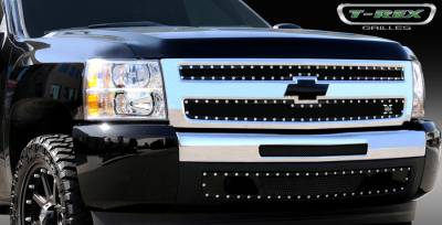 T-Rex - Chevrolet Silverado T-Rex X-Metal Series Studded Main Grille - All Black - 2PC Style - 6711101 - Image 1
