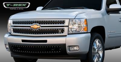 T-Rex - Chevrolet Silverado T-Rex X-Metal Series Studded Main Grille - All Black - 2PC Style - 6711101 - Image 2