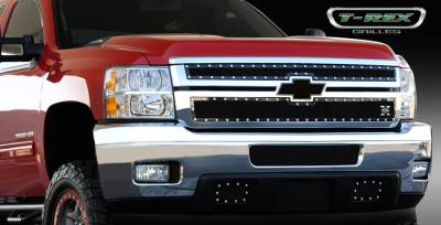 T-Rex - Chevrolet Silverado T-Rex X-Metal Series Studded Main Grille - All Black - 2PC Style - 6711141 - Image 2