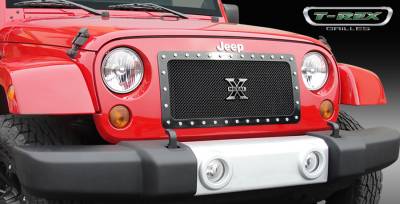 Jeep Wrangler T-Rex X-Metal Series Studded Main Grille - All Black - 1PC Custom - 6714831