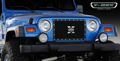 Jeep Wrangler T-Rex X-Metal Series Studded Main Grille - All Black - 1PC Custom - 6714901