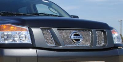 Nissan Titan T-Rex X-Metal Series Studded Main Grille - Polished Stainless Steel with Logo Opening - 3PC - 6717810