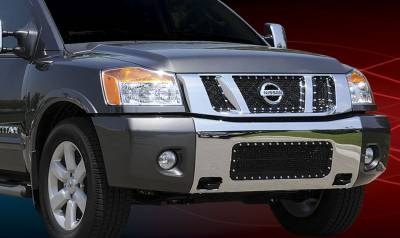Nissan Titan T-Rex X-Metal Series Studded Main Grille - All Black with Logo Opening - 3PC - 6717811