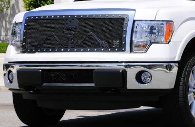 Ford F150 T-Rex Urban Assault Grunt Studded Main Grille with Soldier - Black OPS Flat Black - Custom 1PC Opening - 7115686