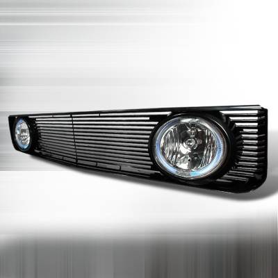 Ford Mustang Spec-D Grille with Halo Fog Lights - Black - HG-MST05HFOGBK