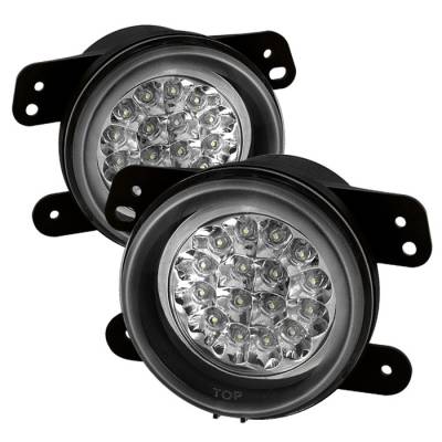 Jeep Wrangler Spyder LED Fog Lights - Clear - FL-LED-DM05-C