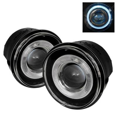 Jeep Commander Spyder Halo Projector Fog Lights with Switch - Clear - FL-P-JGC05-HL