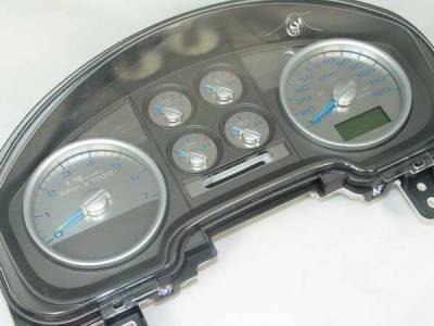 US Speedo Stainless Steel Gauge Face with Blue Back and Color Match Needles - Displays - SS F 04B