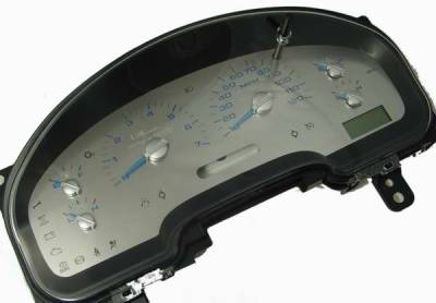 US Speedo Stainless Steel Gauge Face with Blue Back and Color Match Needles - Displays - SS F 05B