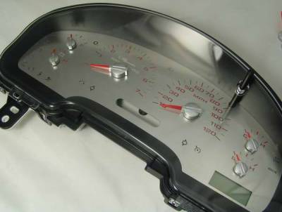 US Speedo Stainless Steel Gauge Face with Red Back and Color Match Needles - Displays - SS F 05R