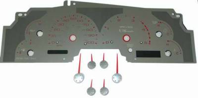 US Speedo Stainless Steel Gauge Face with Red Back and Color Match Needles - Displays - SS F 08R