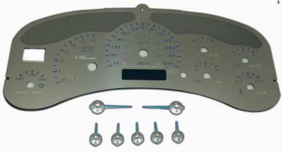 US Speedo Stainless Steel Gauge Face with Blue Back and Color Match Needles - Displays 120 MPH - Transmission Temperature - SS GM 10B