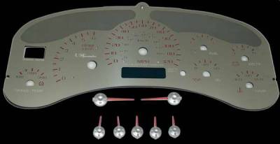 US Speedo Stainless Steel Gauge Face with Red Back and Color Match Needles - Displays 120 MPH - Transmission Temperature - SS GM 10R