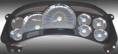 US Speedo Stainless Steel Gauge Face with Blue Back and Color Match Needles - Displays 120 MPH - Transmission Temperature - SS GM 12B