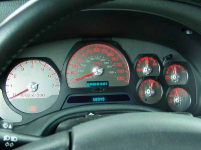 US Speedo Stainless Steel Gauge Face with Red Back and Color Match Needles - Displays 120 MPH - SS GM 20R